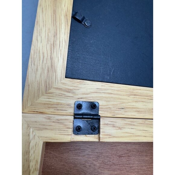 Wooden Memory Box With Picture Frame Lid & Hinged Top trinket jewelry 8x6" READ - Picture 3 of 9